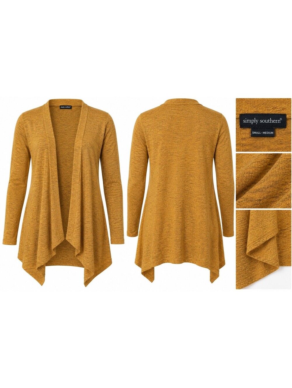 Simply Southern Mustard Yellow Open Front Cardigan Small-Medium